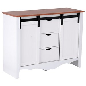 Pemberly Row White Laminated MDF Country Barn Door Engineered Wood Buffet