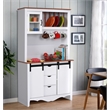 Pemberly Row White Countryside Barn Door Engineered Wood Buffet & Hutch