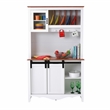 Pemberly Row White Countryside Barn Door Engineered Wood Buffet & Hutch