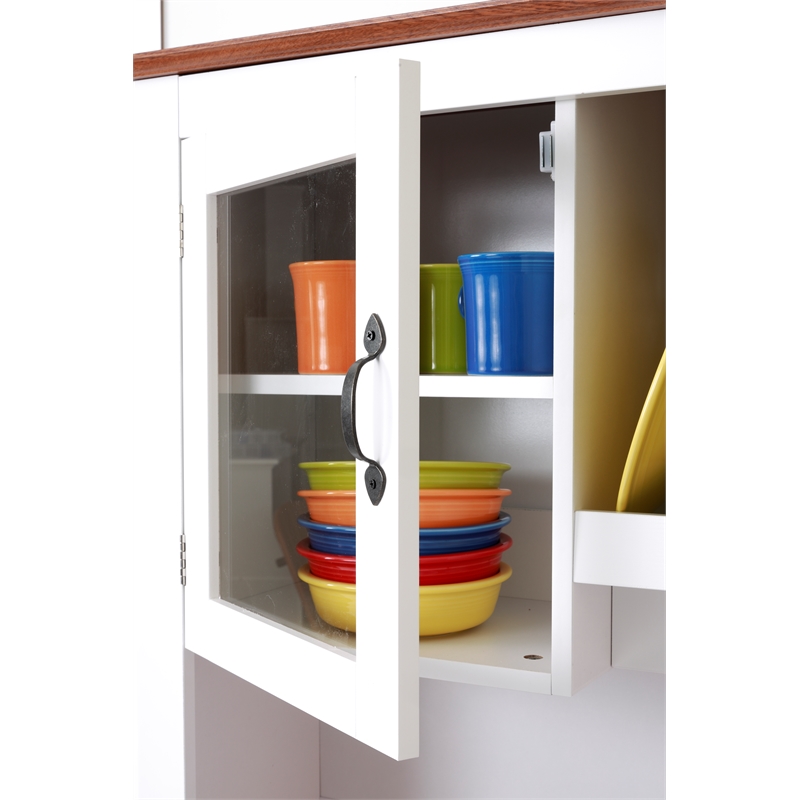 Pemberly Row White Countryside Barn Door Engineered Wood Buffet & Hutch