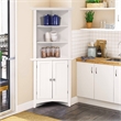 Pemberly Row Farmhouse Engineered Wood Corner White Kitchen Cabinet
