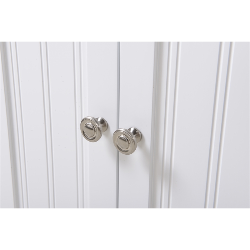 Pemberly Row Farmhouse Engineered Wood Corner White Kitchen Cabinet