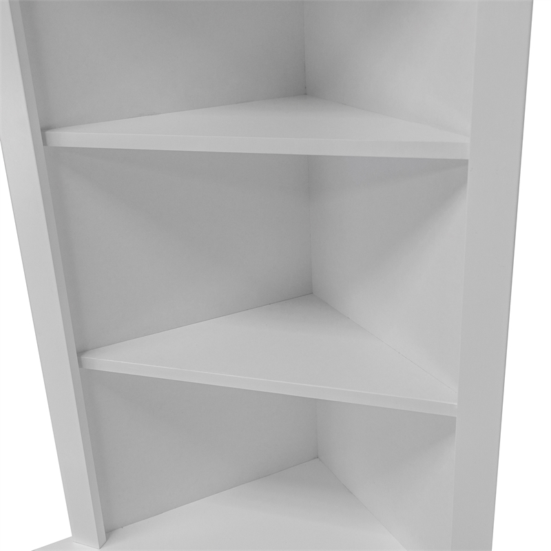 Pemberly Row Farmhouse Engineered Wood Corner White Kitchen Cabinet