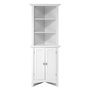 Pemberly Row Farmhouse Engineered Wood Corner White Kitchen Cabinet
