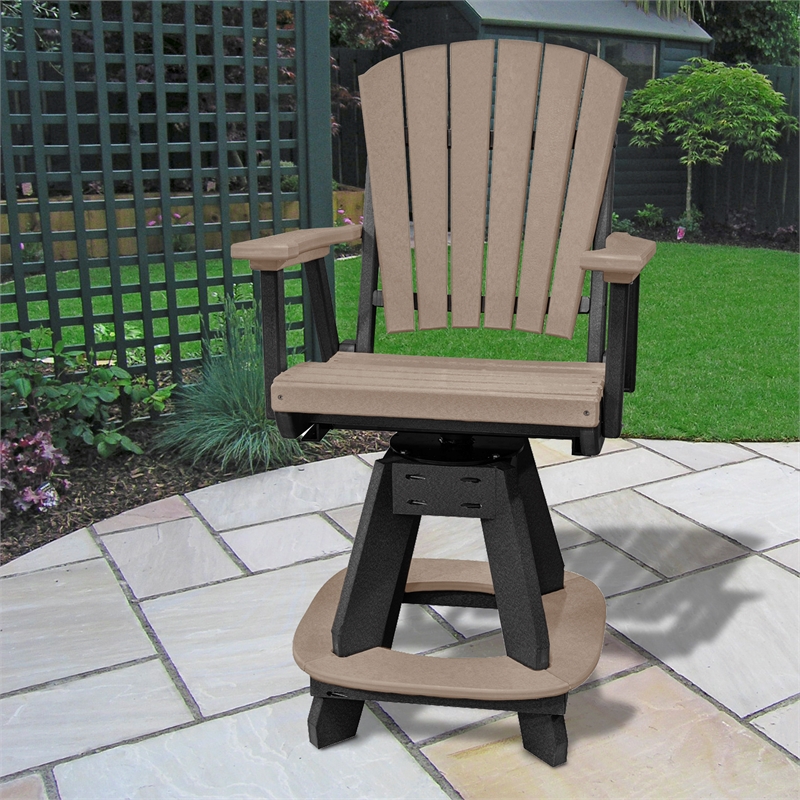 Pemberly Row Coastal Counter Height Swivel Arm Chair in Brown