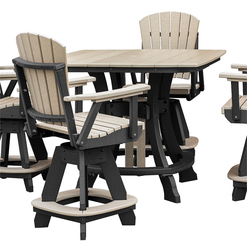 Pemberly Row Coastal Counter Height Swivel Arm Chair in Brown