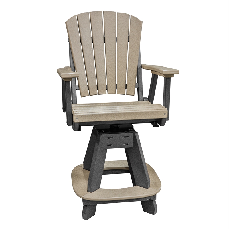 Pemberly Row Coastal Counter Height Swivel Arm Chair in Brown