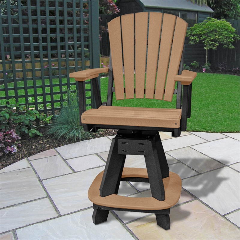 Pemberly Row Coastal Counter Height Swivel Arm Chair in Brown