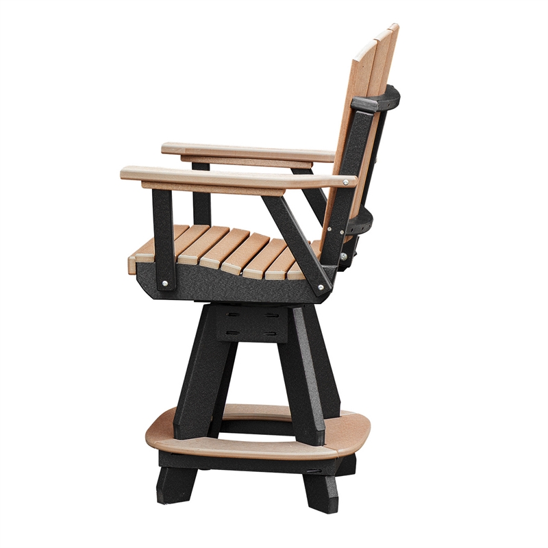 Pemberly Row Coastal Counter Height Swivel Arm Chair in Brown