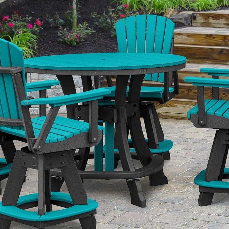 Pemberly Row Coastal Five Piece Round Counter Height Dining Set