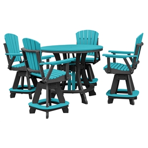 Pemberly Row Coastal Five Piece Round Counter Height Dining Set