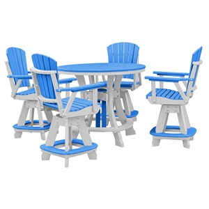 Pemberly Row Coastal Five Piece Round Counter Height Dining Set