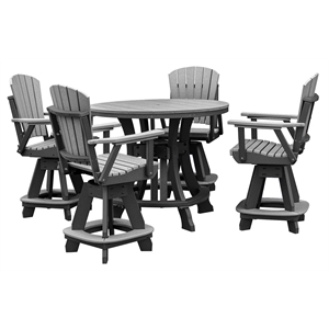 Pemberly Row Coastal Five Piece Round Counter Height Dining Set