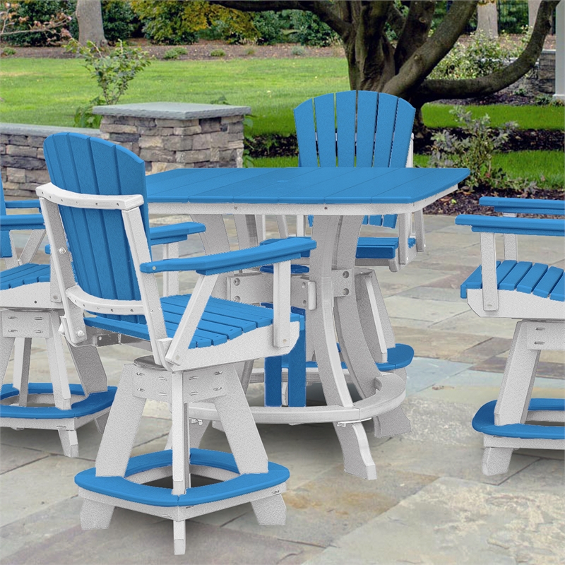 Pemberly Row Five Piece Square Counter Height Dining Set in Blue