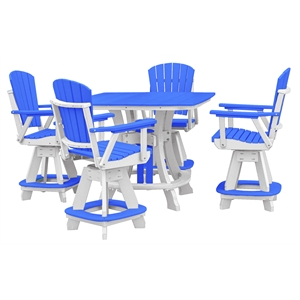 Pemberly Row Five Piece Square Counter Height Dining Set in Blue