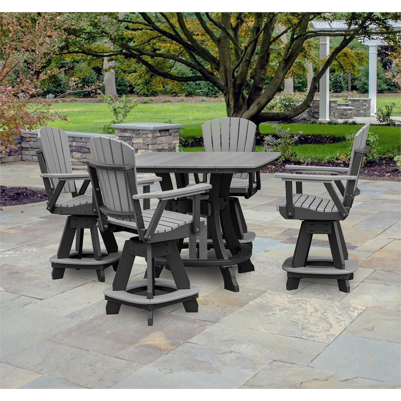Pemberly Row Coastal Five Piece Square Counter Height Dining Set