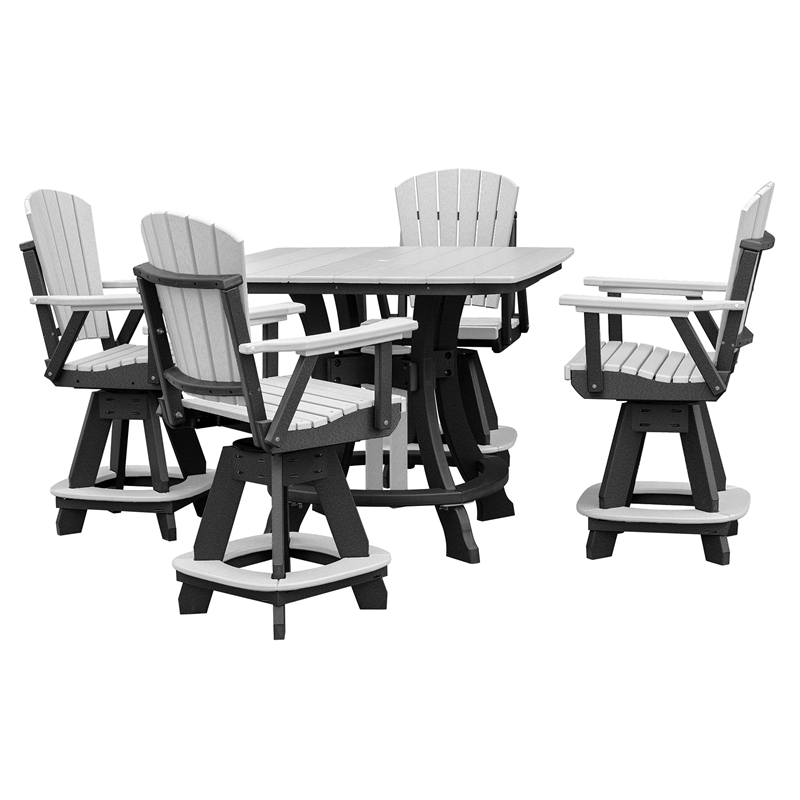 Pemberly Row Coastal Five Piece Square Counter Height Dining Set