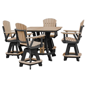 Pemberly Row Coastal Five Piece Square Counter Height Dining Set
