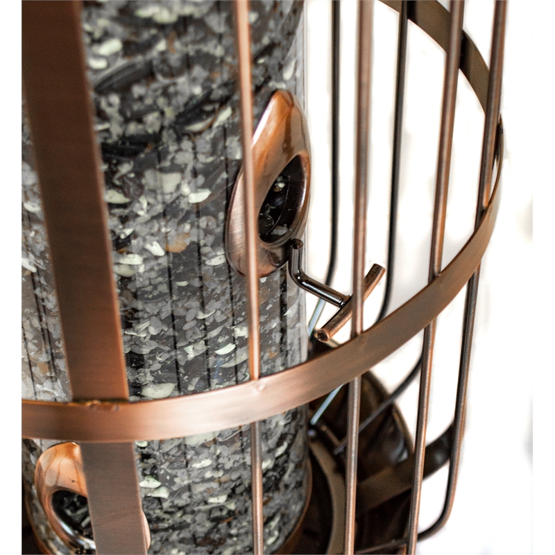 Pemberly Row Contemporary Metal Deluxe Bird Feeder in Copper