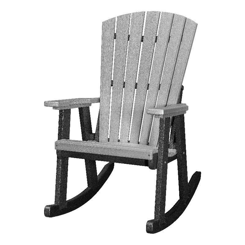 Pemberly Row Coastal Rocking Chair in Light Grey with a Black Base