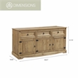 Pemberly Row Farmhouse Cottage Wood Buffet Sideboard in Brown