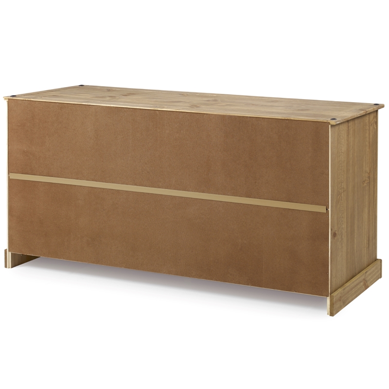 Pemberly Row Farmhouse Cottage Wood Buffet Sideboard in Brown