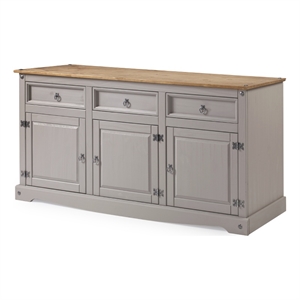 Pemberly Row Farmhouse Cottage Wood Buffet Sideboard in Corona Gray
