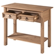 Pemberly Row Farmhouse Cottage Solid Wood Hall Table in Corona Brn