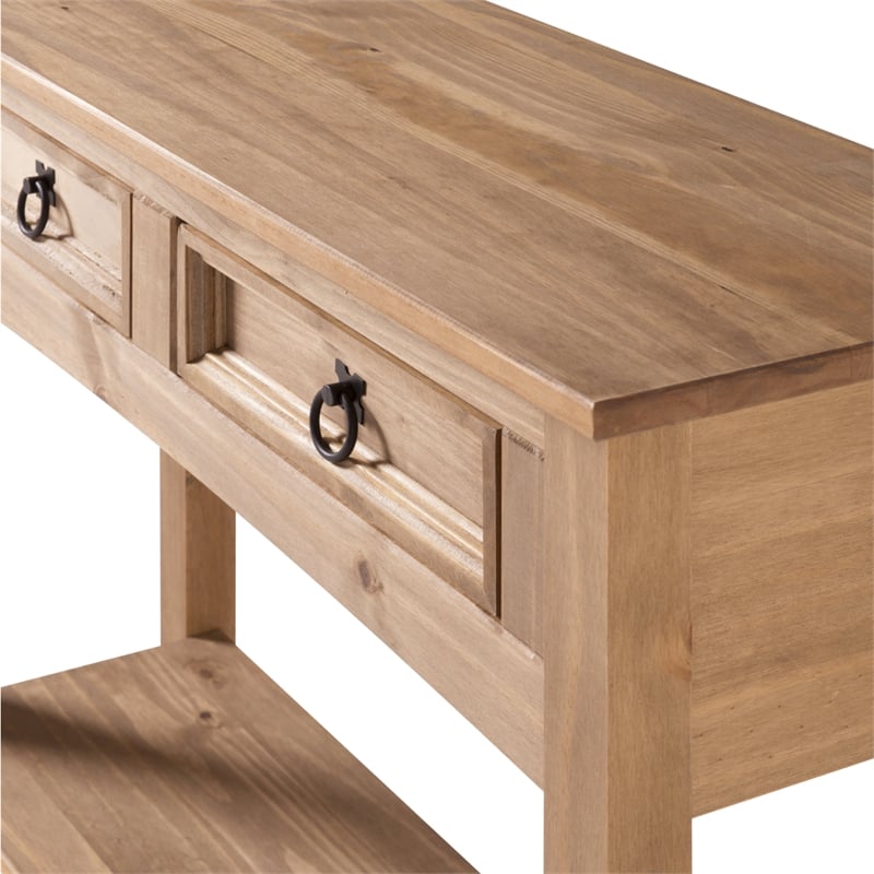 Pemberly Row Farmhouse Cottage Solid Wood Hall Table in Corona Brn