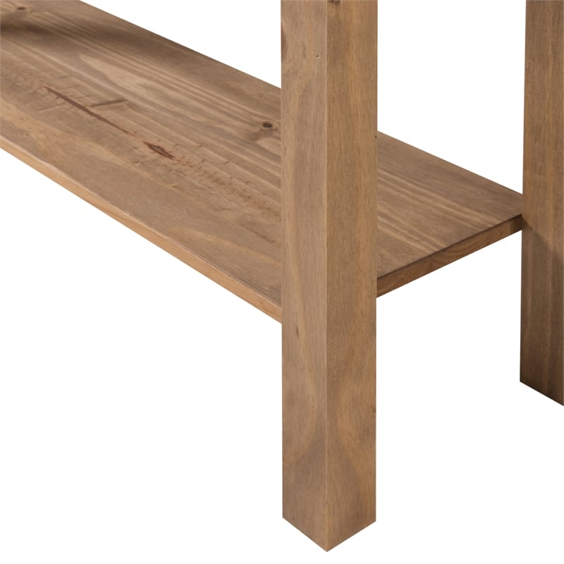 Pemberly Row Farmhouse Cottage Solid Wood Hall Table in Corona Brn