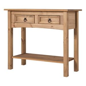 Pemberly Row Farmhouse Cottage Solid Wood Hall Table in Corona Brn