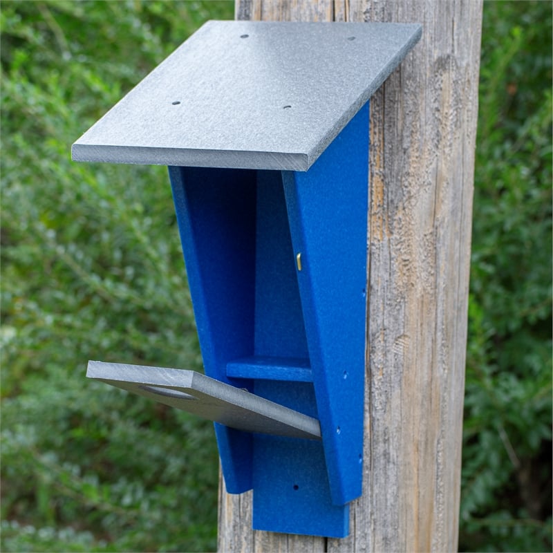 Pemberly Row Peterson Plastic Blue Bird House in Multi-Color