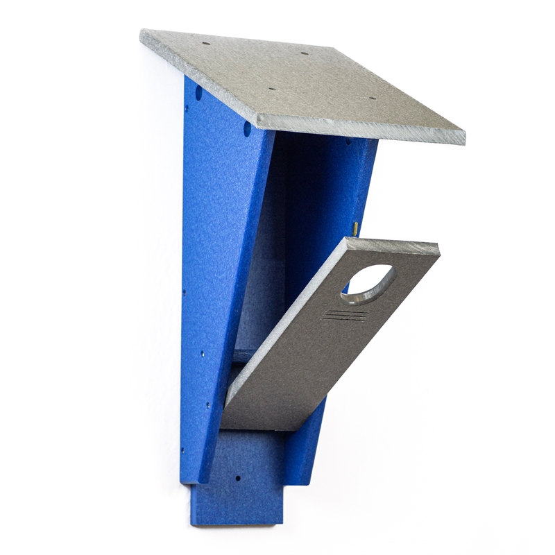 Pemberly Row Peterson Plastic Blue Bird House in Multi-Color