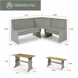 Pemberly Row Farmhouse Solid Pine Corner Dining Booth in Gray