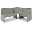 Pemberly Row Farmhouse Solid Pine Corner Dining Booth in Gray