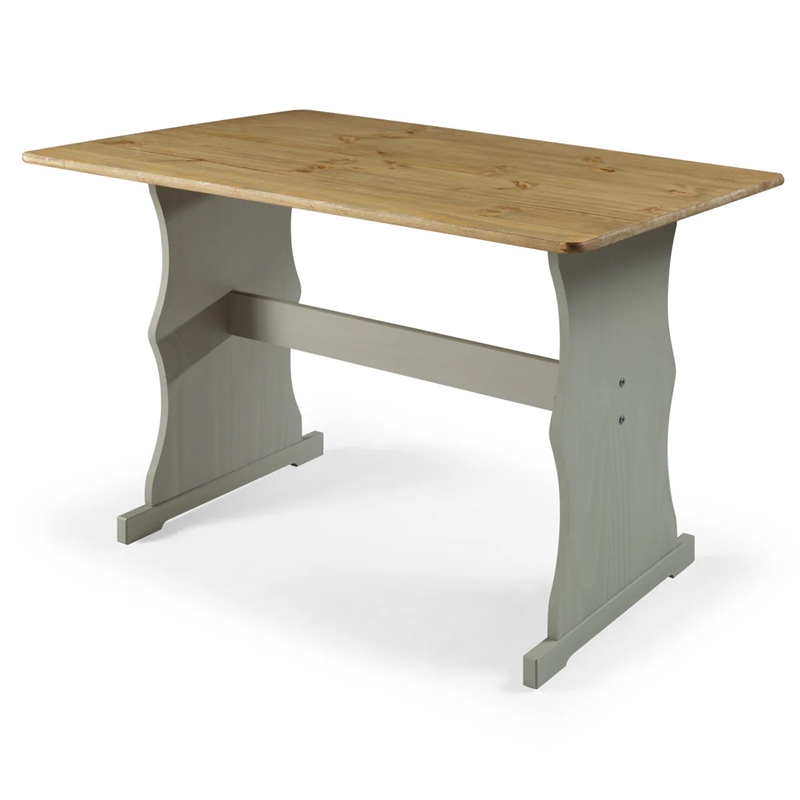 Pemberly Row Farmhouse Solid Pine Corner Dining Booth in Gray