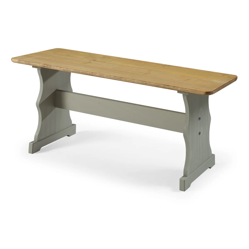 Pemberly Row Farmhouse Solid Pine Corner Dining Booth in Gray