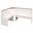 Pemberly Row Farmhouse Solid Pine Corner Dining Booth in White
