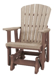 Pemberly Row Coastal 27&quot Resin Fan Back Glider in Weatherwood/Brown