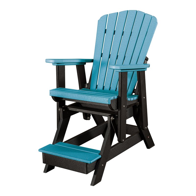 Pemberly Row Resin Fan Back Balcony Glider in Aruba Blue/Black
