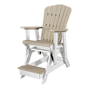 Pemberly Row Resin Fan Back Balcony Glider in Weatherwood/White