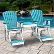 Pemberly Row Coastal Double Balcony Height Glider with Center Table