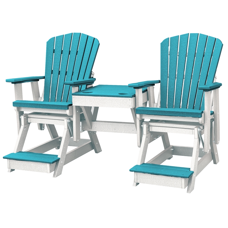 Pemberly Row Coastal Double Balcony Height Glider with Center Table