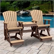 Pemberly Row Coastal Double Balcony Height Glider with Center Table
