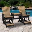 Pemberly Row Coastal Double Balcony Height Glider with Center Table
