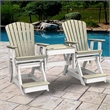 Pemberly Row Coastal Double Balcony Height Glider with Center Table