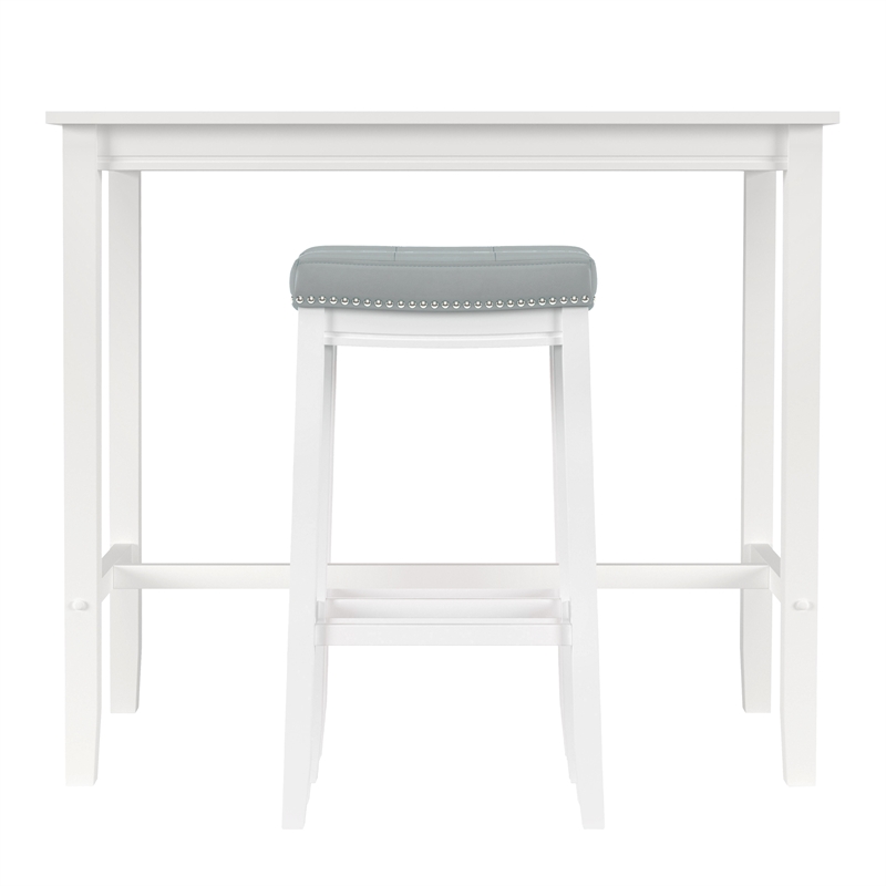 Pemberly Row 3-Piece Solid Wood Bar Height Dining Set White and Gray