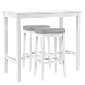 Pemberly Row 3-Piece Solid Wood Bar Height Dining Set White and Gray