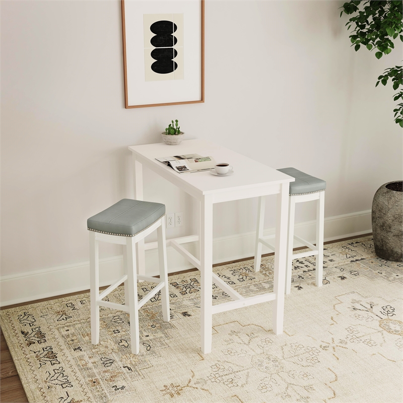Pemberly Row 3-Piece Solid Wood Bar Height Dining Set White and Gray