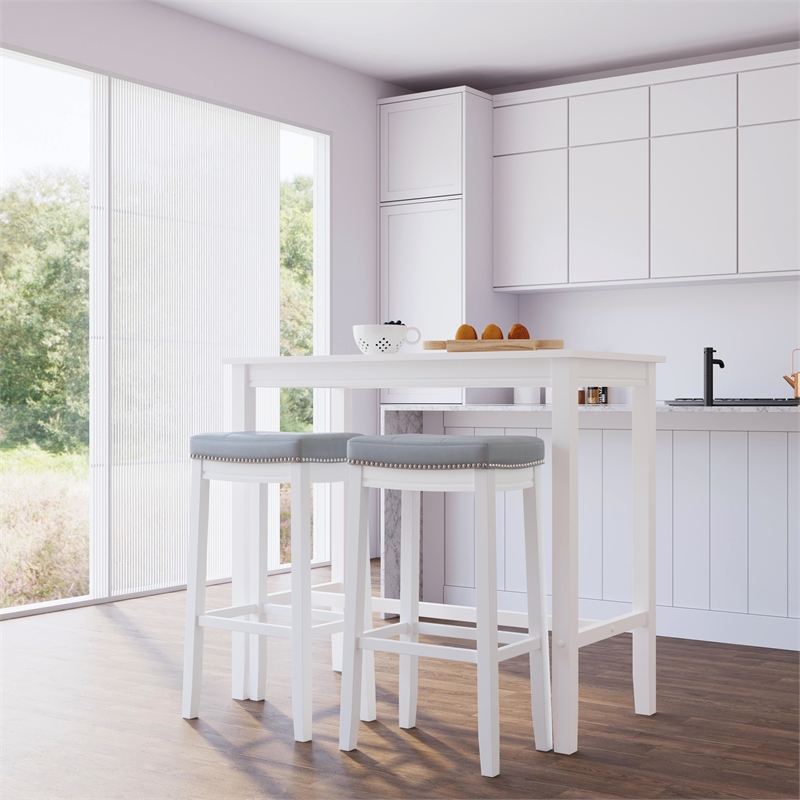 Pemberly Row 3-Piece Solid Wood Bar Height Dining Set White and Gray